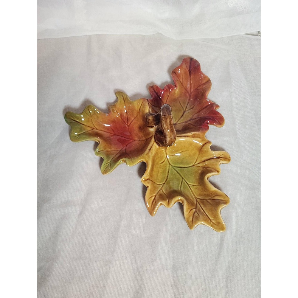 Garden Ridge Ceramic Autumn Leaf Serving Tray Fall Harvest Decor Candy Dish